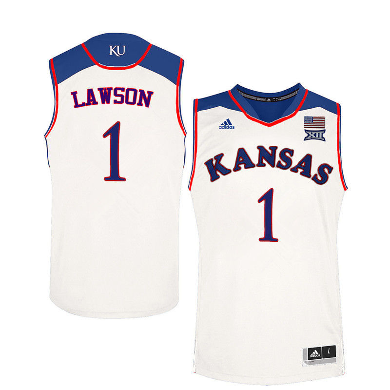 Men Kansas Jayhawks #1 Dedric Lawson College Basketball Jerseys-White